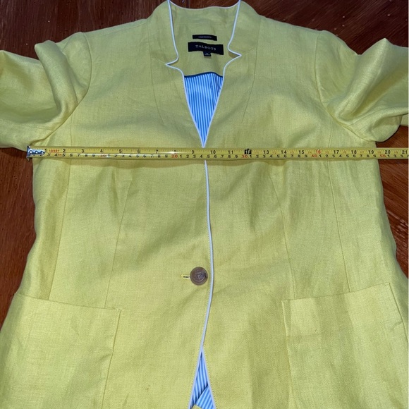 Talbots Aberdeen Linen Chartreuse Classy MatureCoastal Grandma Blazer Size 10 - Picture 12 of 13